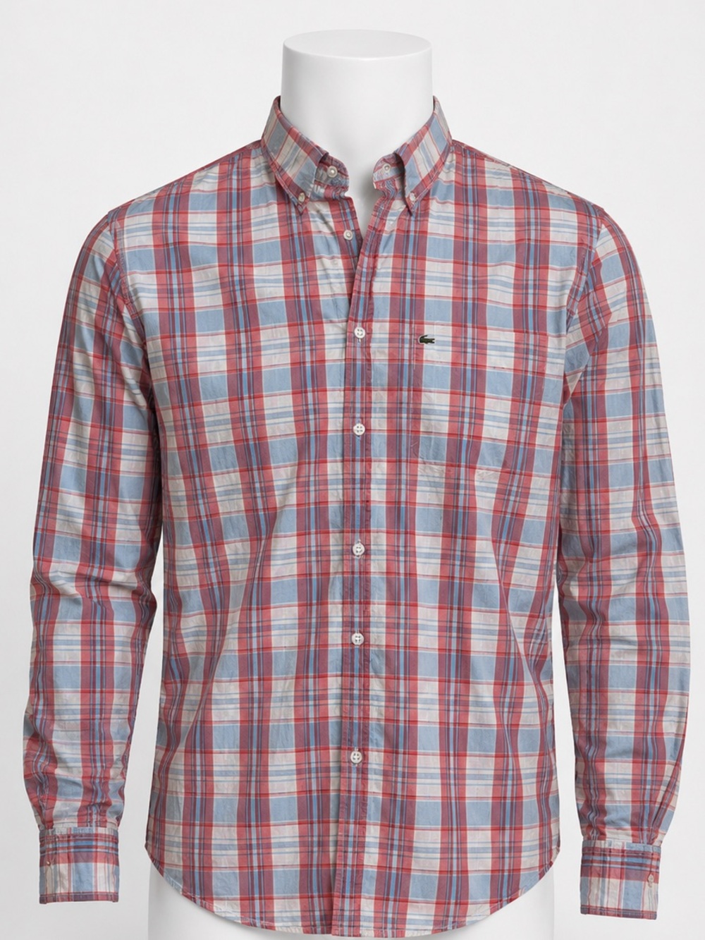Lacoste Men’s Plaid Regular Fit Button Down Shirt Size 44